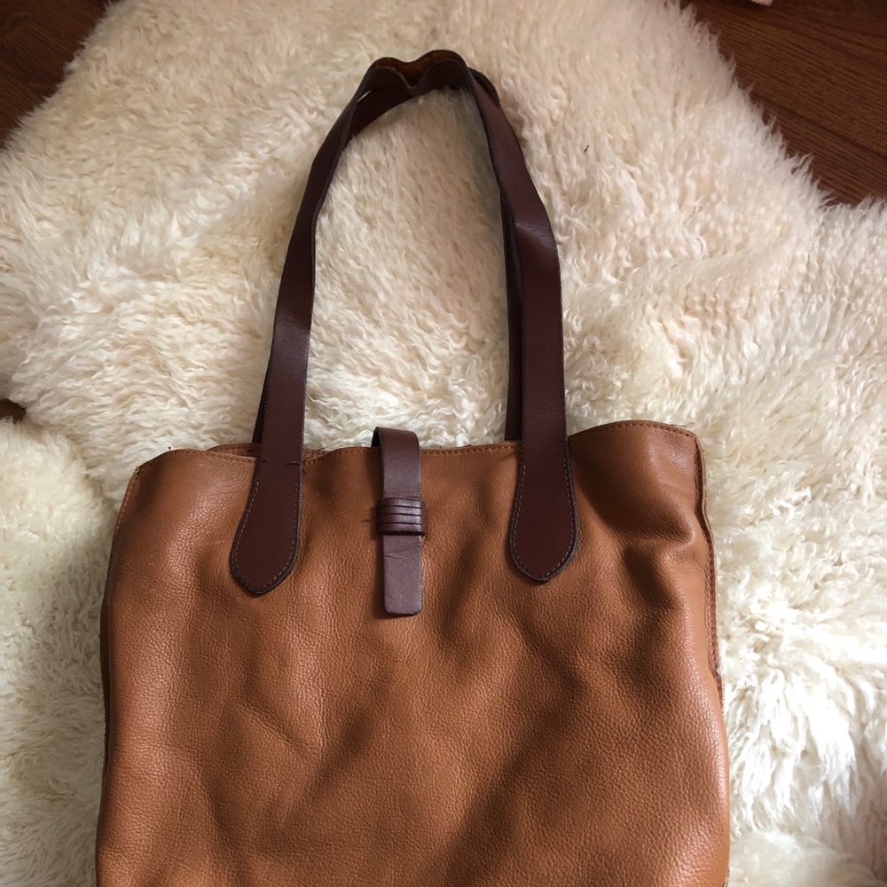 Lucky brand leather bag with leather clasp
